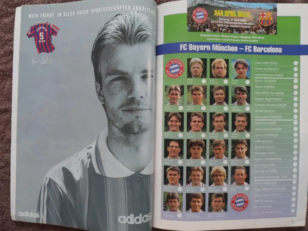 программа Бавария - Барселона 1996 Кубок УЕФА 4