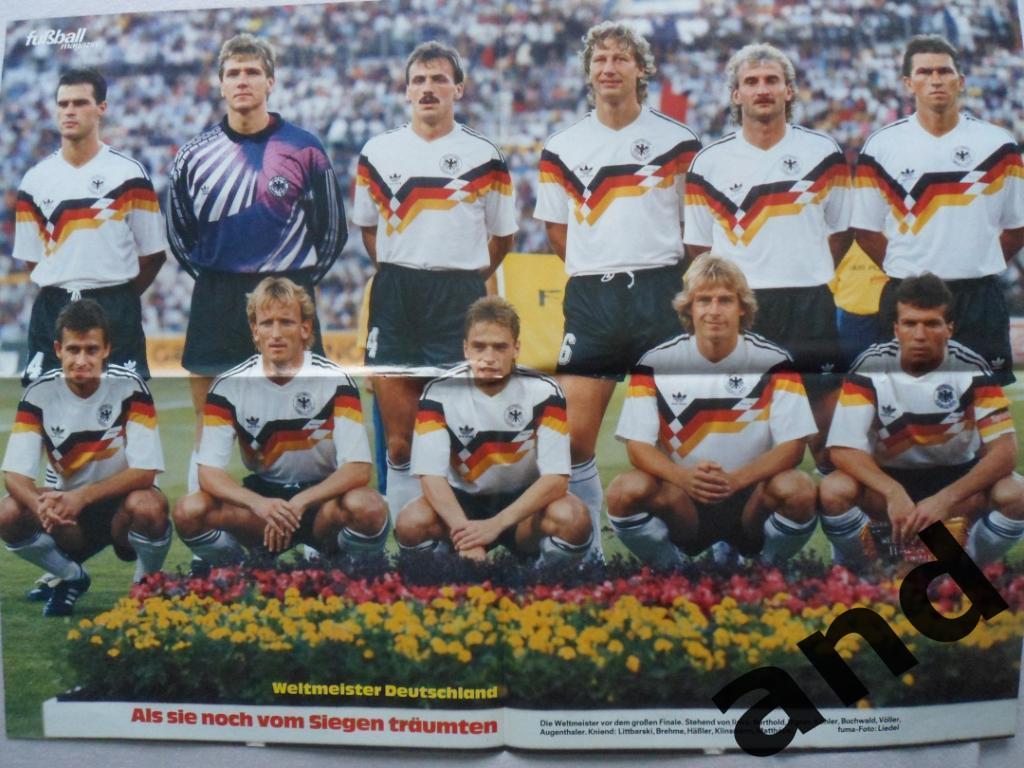 журнал Kicker футбол № 12 (1990) + двойной постер сб. ФРГ 1