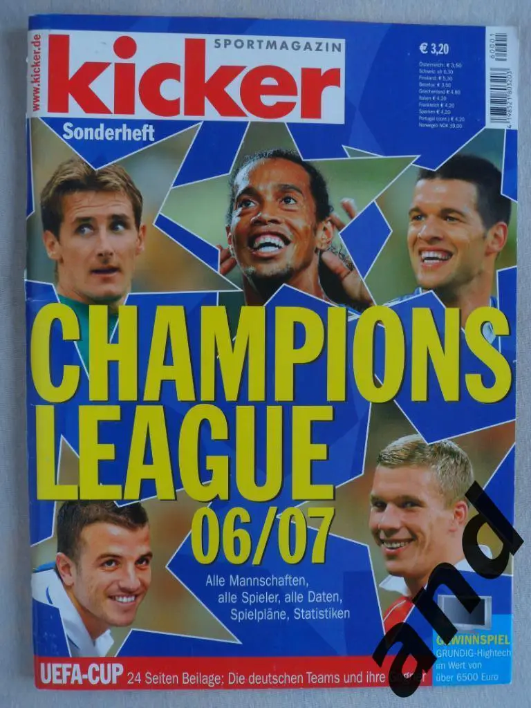 Kicker (спецвыпуск) Лига чемпионов 2006/07+ Кубок УЕФА 2006/07 (постеры команд)