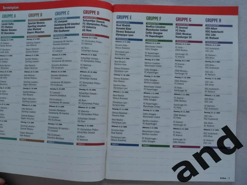 Kicker (спецвыпуск) Лига чемпионов 2006/07+ Кубок УЕФА 2006/07 (постеры команд) 1