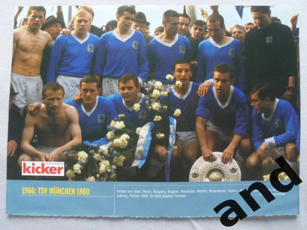 Kicker постер Мюнхен 1860 чемпион ФРГ 1966