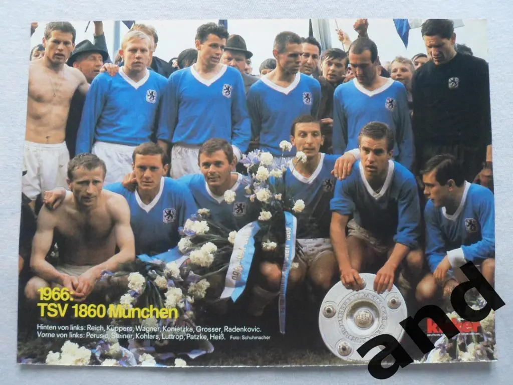 Kicker постер Мюнхен 1860 чемпион ФРГ 1966