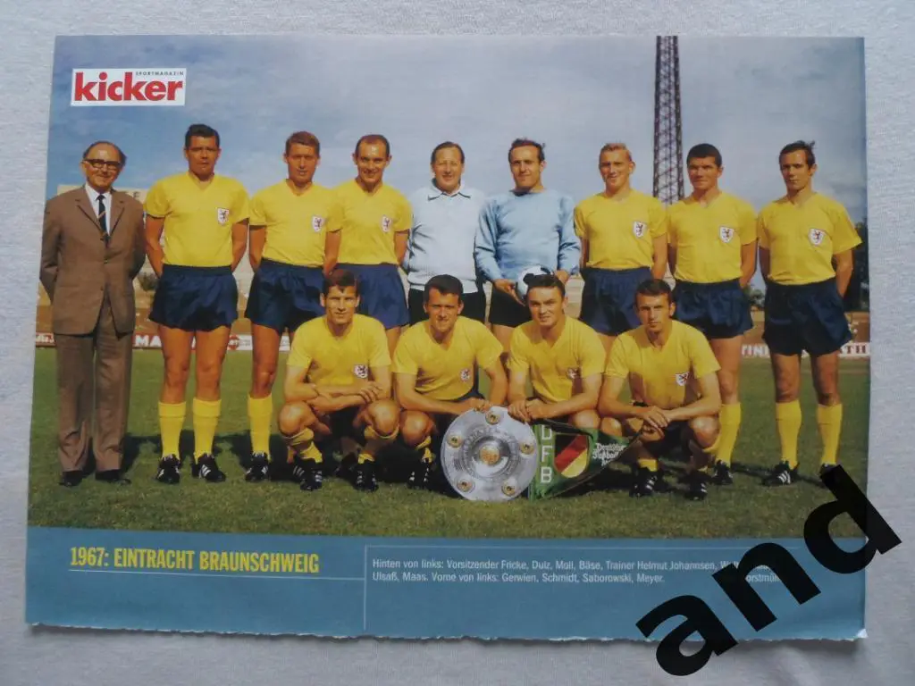 Kicker постер Айнтрахт (Брауншвейг) чемпион ФРГ 1967