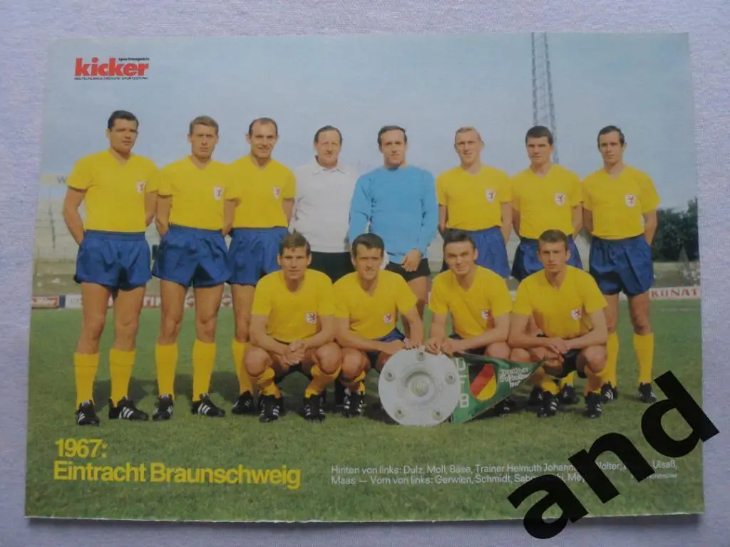 Kicker постер Айнтрахт (Брауншвейг) чемпион ФРГ 1967