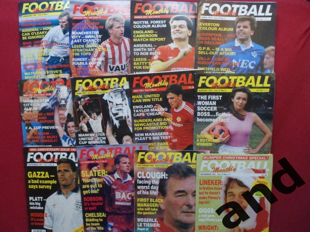 Football Monthly (Англия) 1991 -12 шт. годовой комплект/ большие постеры команд
