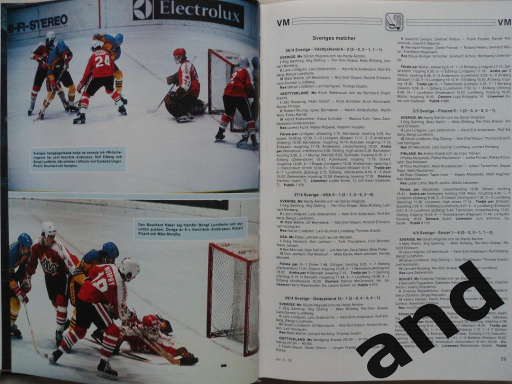 книга-фотоальбом Хоккей. Шведский ежегодник Тре кронор - 1978 г. 5