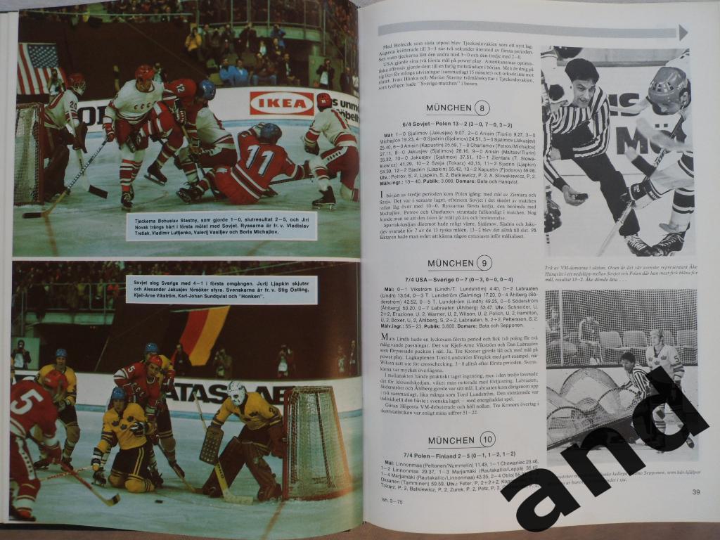 книга-фотоальбом Хоккей. Шведский ежегодник Тре кронор - 1975 г. 4