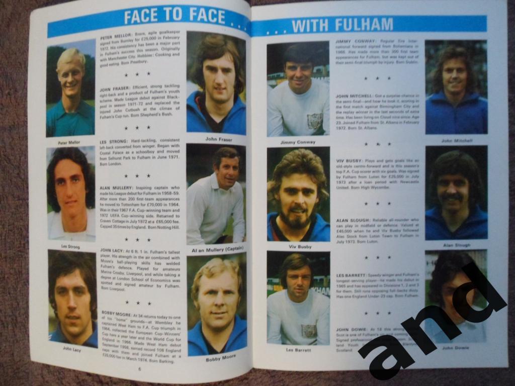 программа Фулхэм - Вест Хэм 1975 Финал Кубок Англии 3