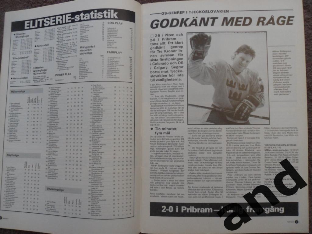 журнал Хоккей (Швеция) № 2 (1988) большой постер сб.Швеции 5