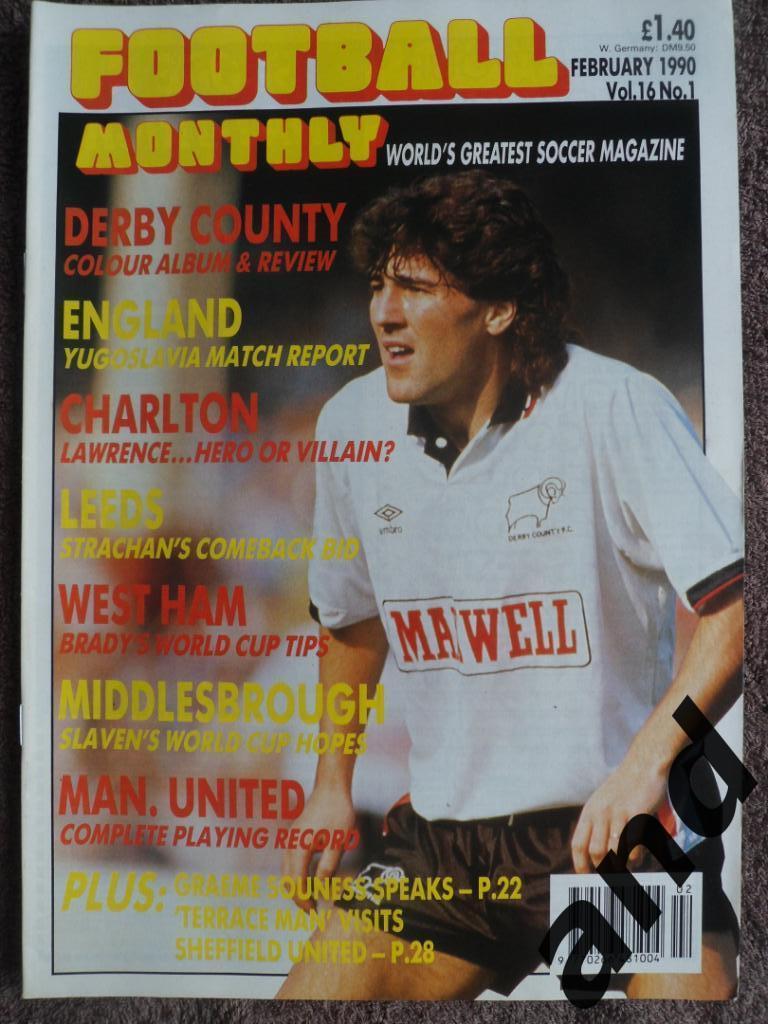 Football Monthly № 1 (1990) большой постер Дерби Каунти