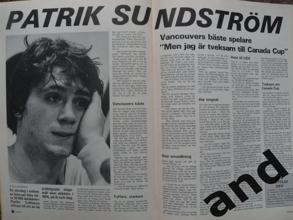 журнал Хоккей (Швеция) № 4 (1984) большой постер Олинг 5
