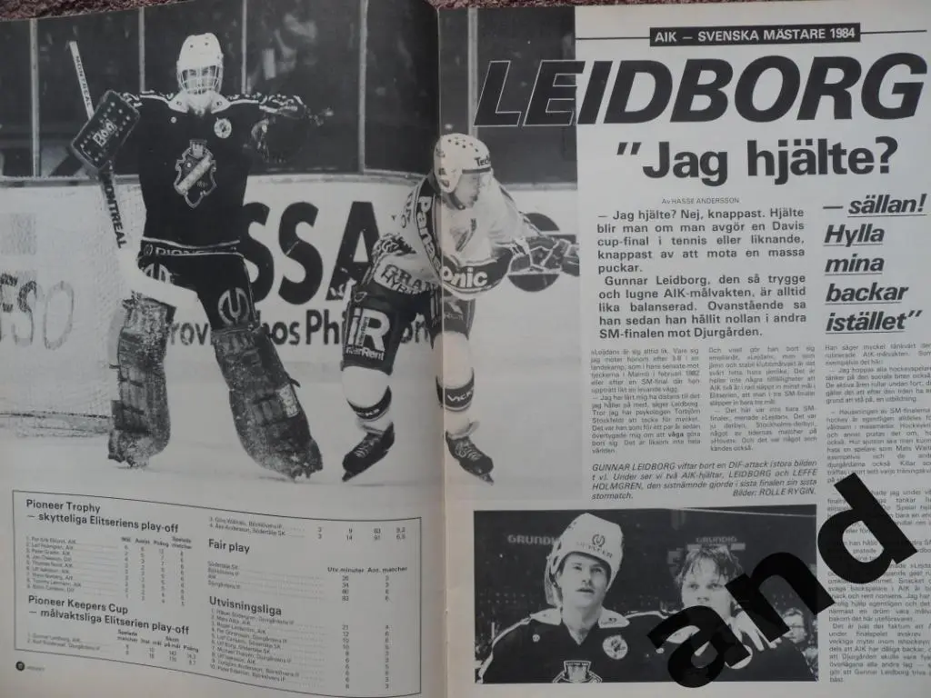 журнал Хоккей (Швеция) № 4 (1984) большой постер Олинг 7