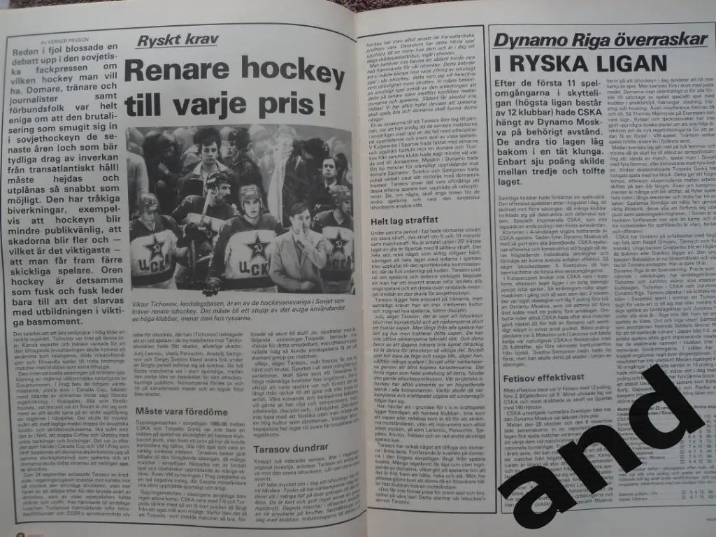 журнал Хоккей (Швеция) № 11 (1985) большой постер Лооб 3
