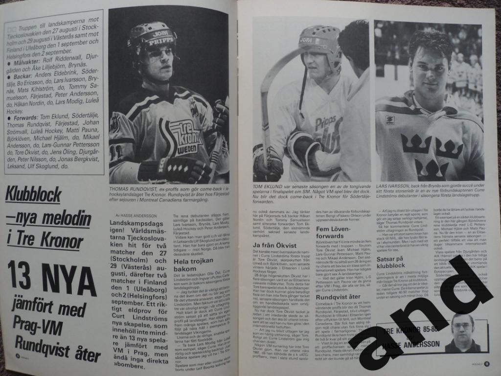 журнал Хоккей (Швеция) № 7 (1985) большой постер Курри 3