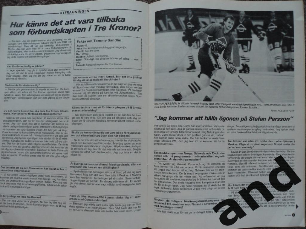 журнал Хоккей (Швеция) № 7 (1986) большой постер Т. Йонссон 6