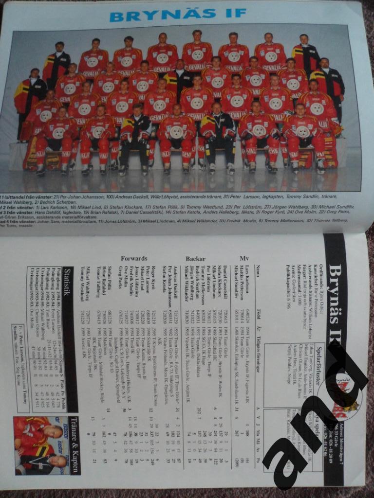 журнал Хоккей (Швеция) № 8 (1995) постеры команд Элитсерии 2