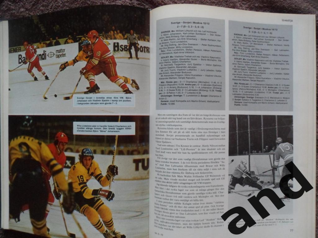книга-фотоальбом Хоккей. Шведский ежегодник Тре кронор - 1975 г. 1