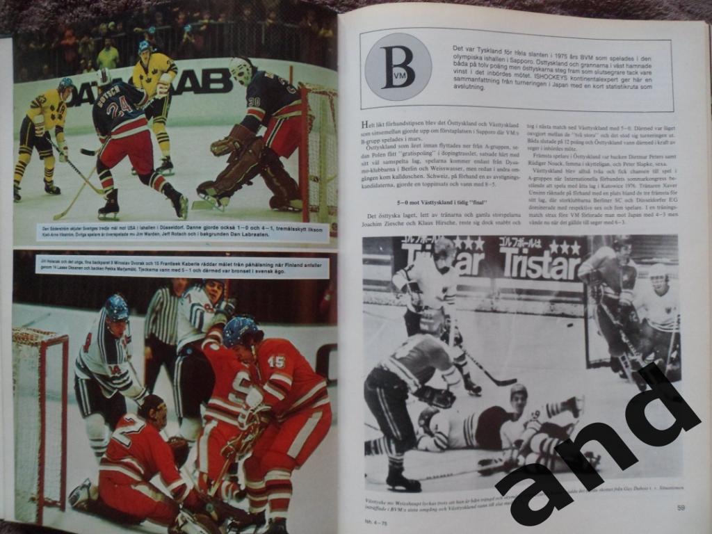 книга-фотоальбом Хоккей. Шведский ежегодник Тре кронор - 1975 г. 3