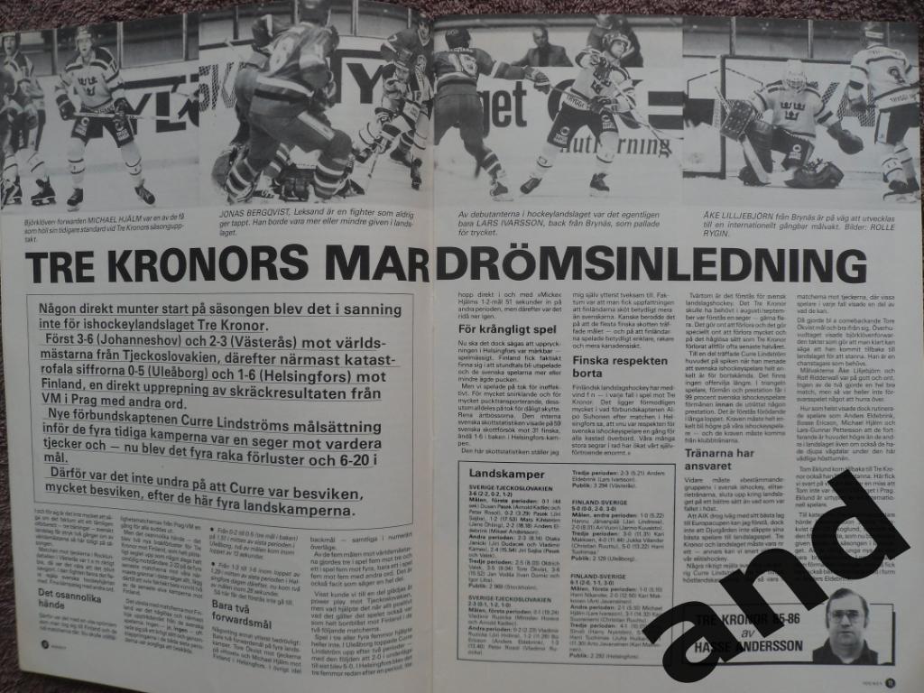 журнал Хоккей (Швеция) № 9 (1985) большой постер Стеен 7