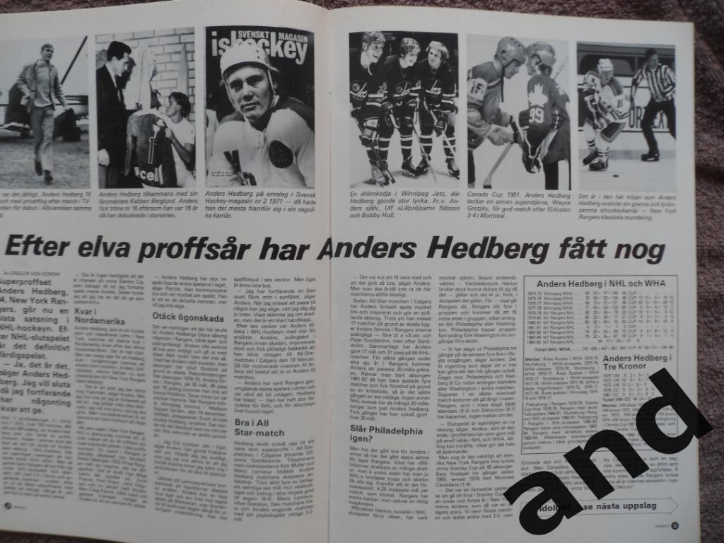 журнал Хоккей (Швеция) № 3 (1985) большой постер Хедберг 5
