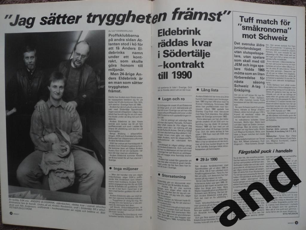 журнал Хоккей (Швеция) № 3 (1985) большой постер Хедберг 7