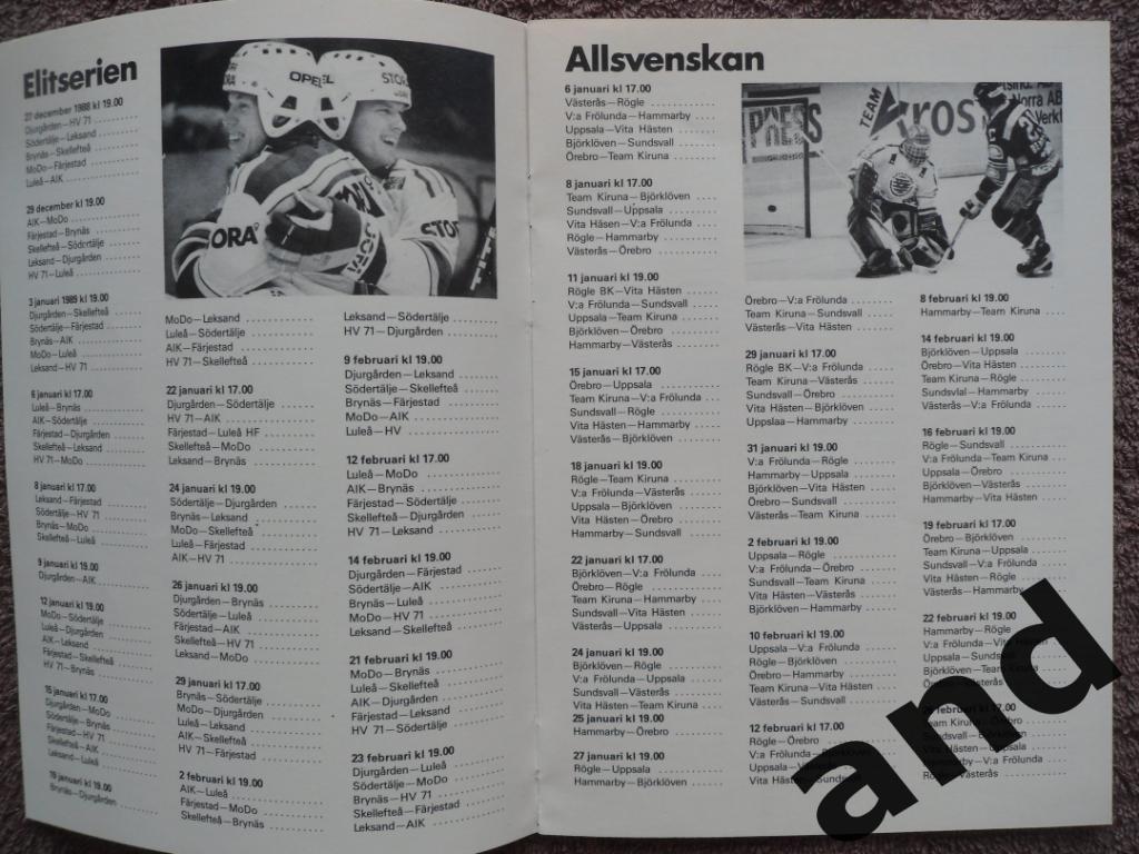календарь / расписание игр Элитсерии (Швеция) 1989 г. 1