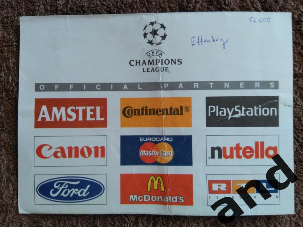 билет Бавария - Барселона / Лига чемпионов 1998 1