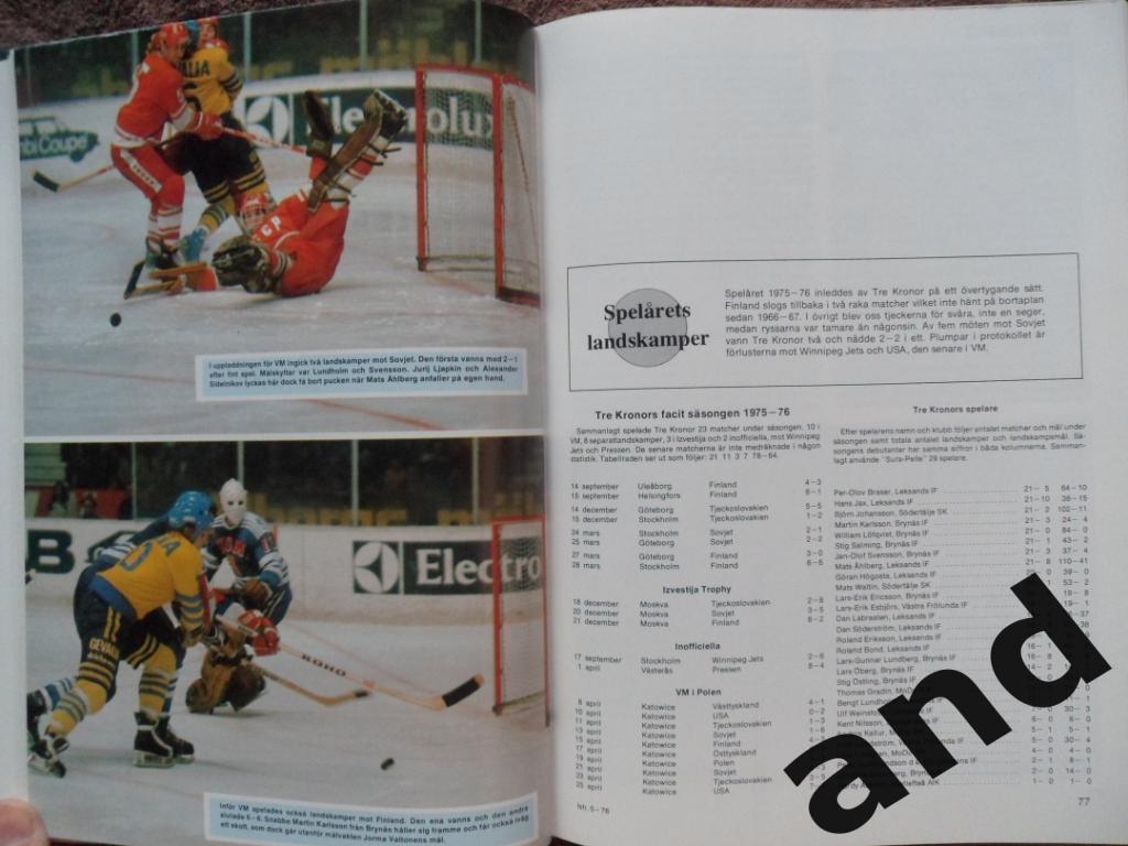 книга-фотоальбом Хоккей. Шведский ежегодник Тре кронор - 1976 г. 2