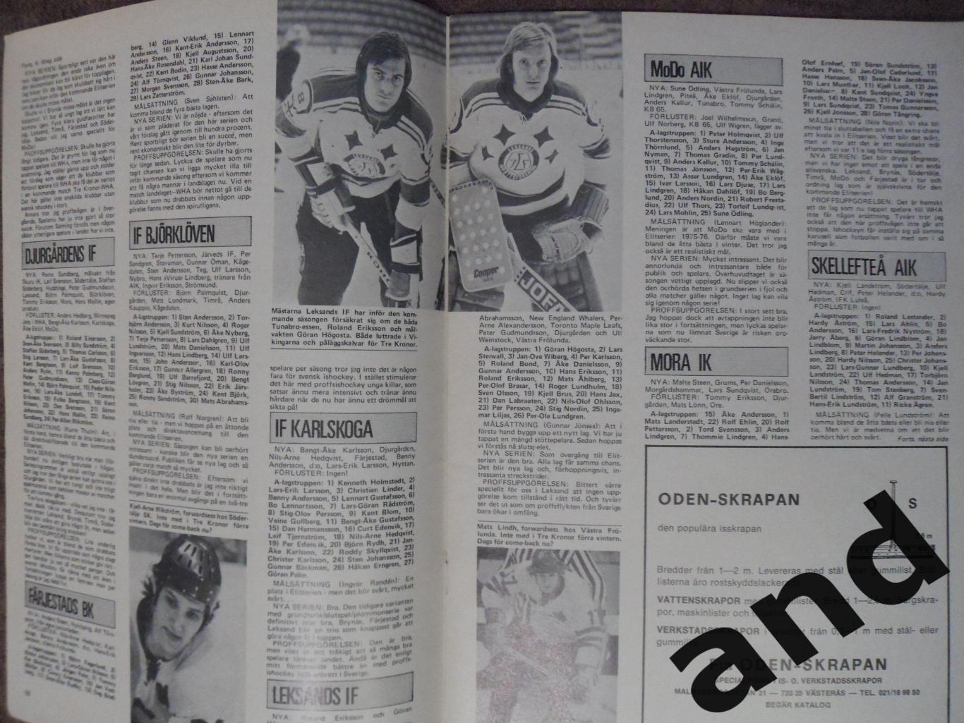 журнал Хоккей (Швеция) № 7 (1974) постер сб. СССР 4