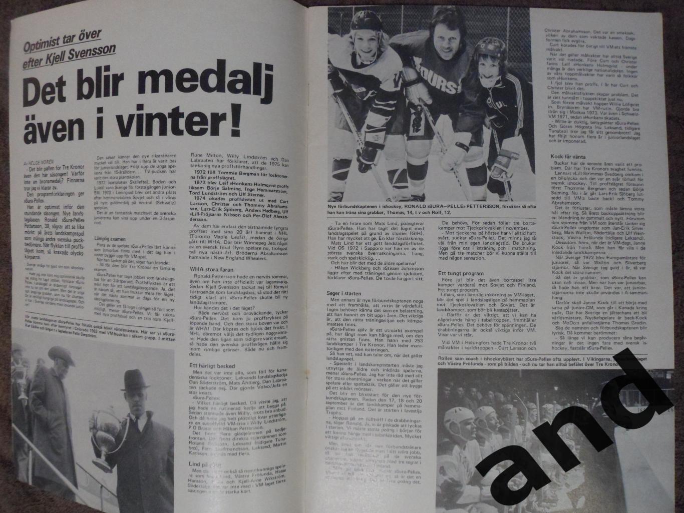 журнал Хоккей (Швеция) № 7 (1974) постер сб. СССР 5