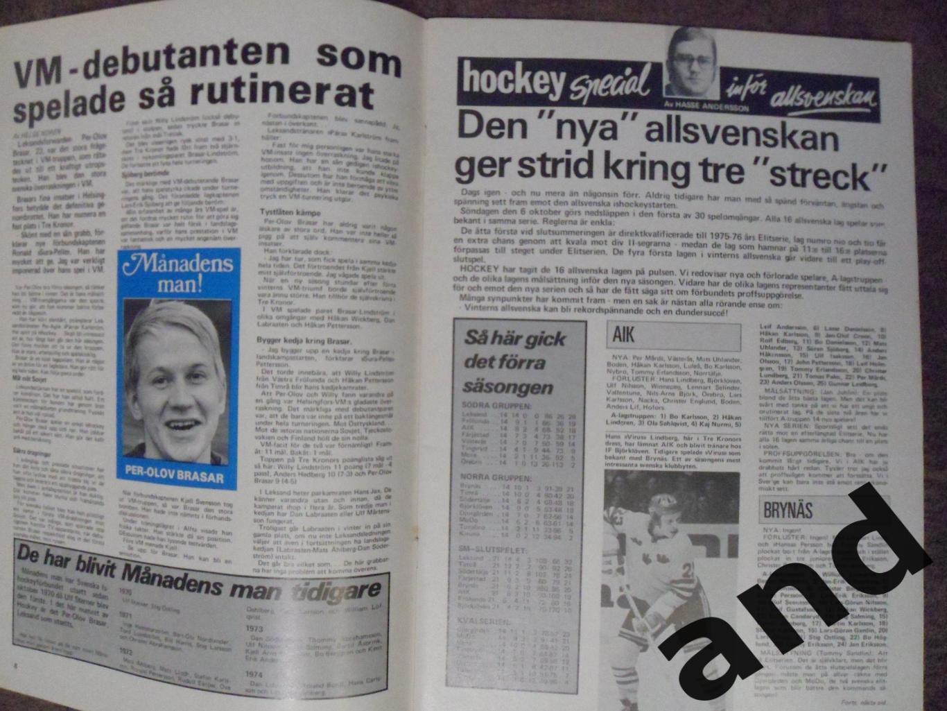 журнал Хоккей (Швеция) № 7 (1974) постер сб. СССР 6