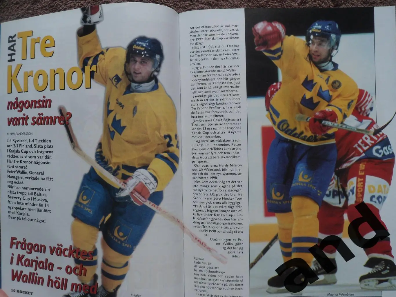 журнал Хоккей (Швеция) № 11 (1999) большой постер сб. Швеции 6