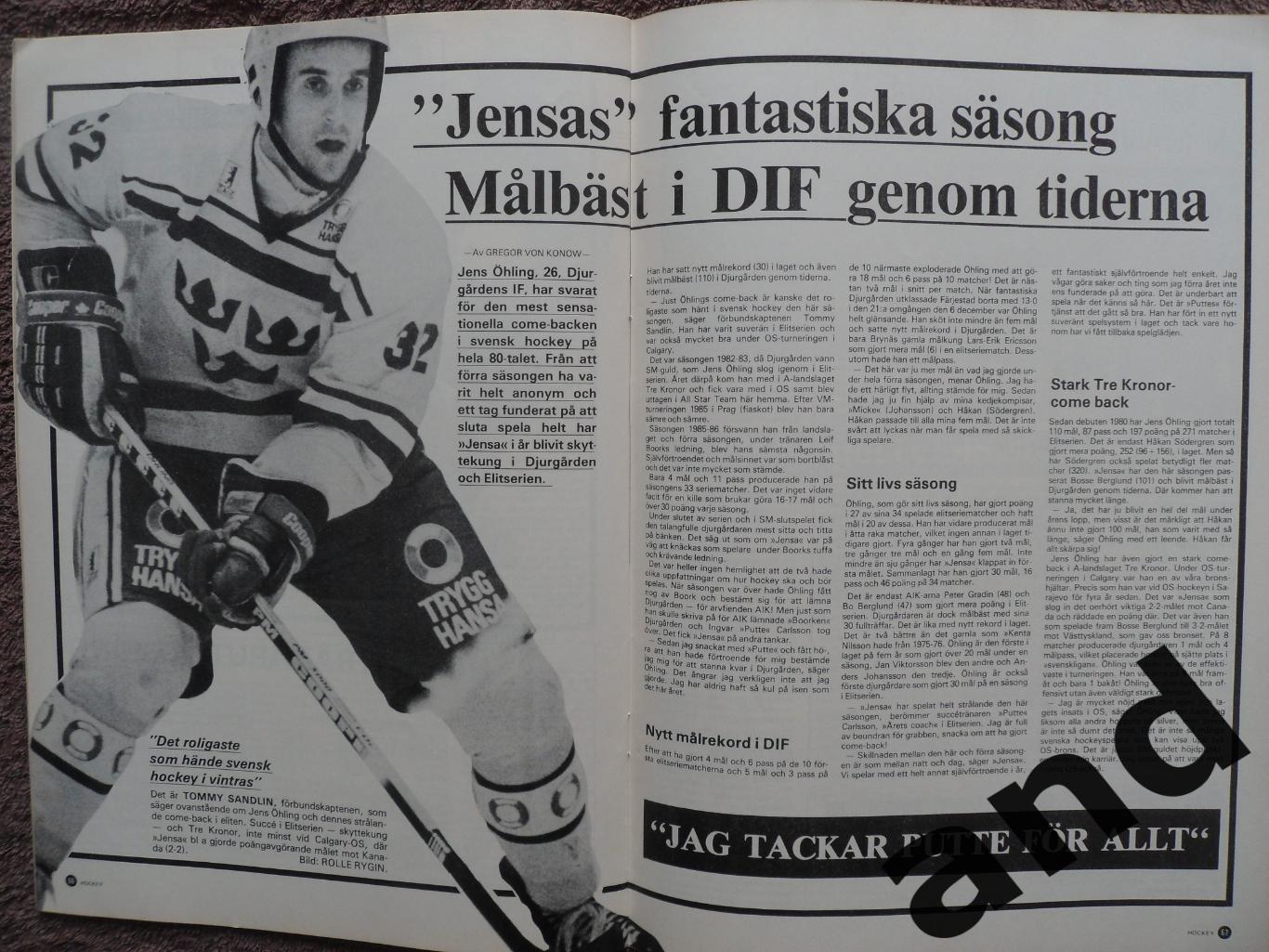 журнал Хоккей (Швеция) № 8 (1988) уценка! 4