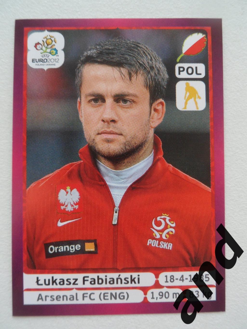 panini № 56 Fabianski - чемпионат Европы 2012 панини