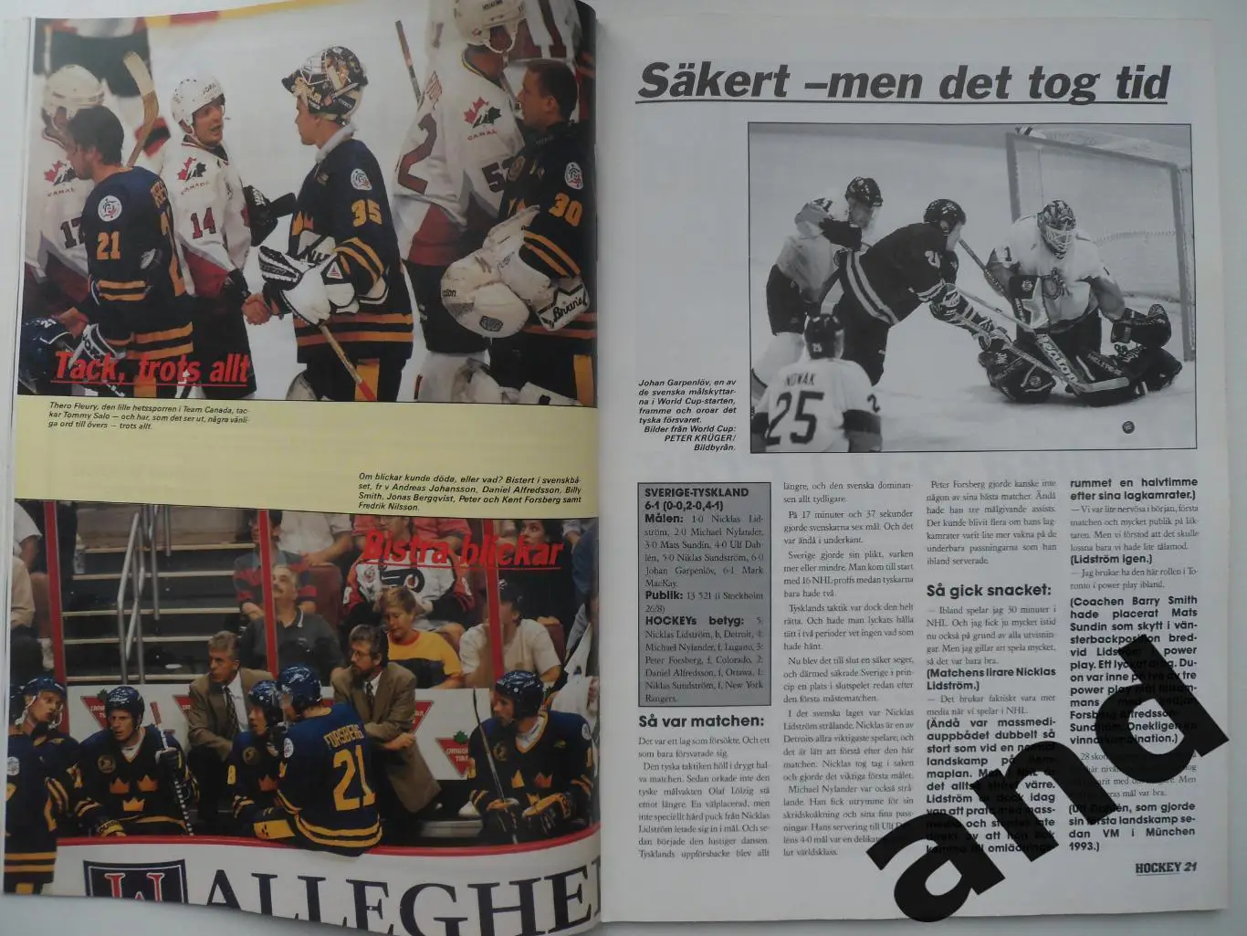 журнал Хоккей (Швеция) № 9 (1996) постеры игроков 5