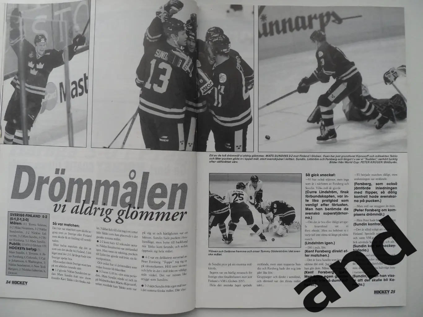 журнал Хоккей (Швеция) № 9 (1996) постеры игроков 1