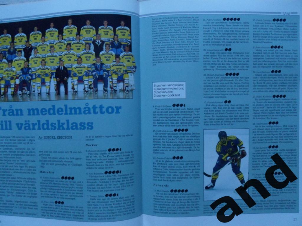 книга-фотоальбом Хоккей. Шведский ежегодник Тре кронор - 1992 г. 2