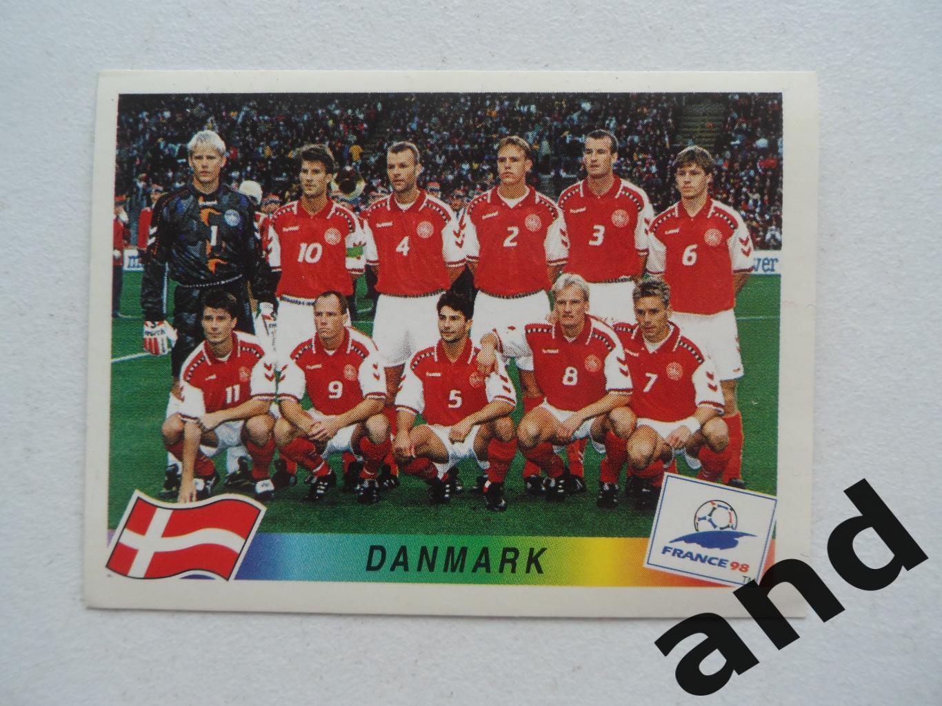 panini № 210 Danmark - чемпионат мира 1998 панини