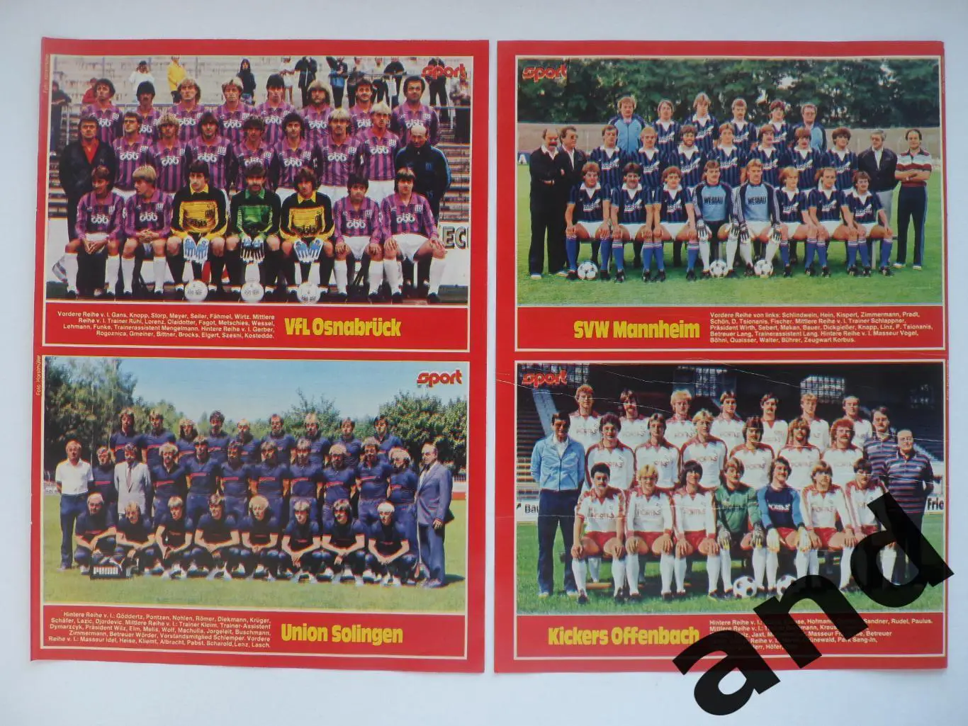 2-я Бундеслига 1982 (набор фото, 20 команд)