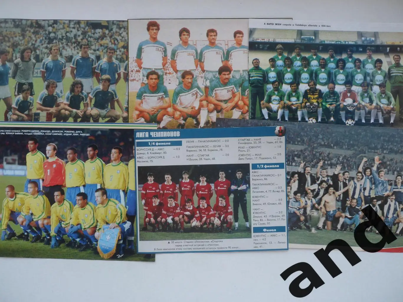 набор вырезок фото футбольных команд (27 шт.)