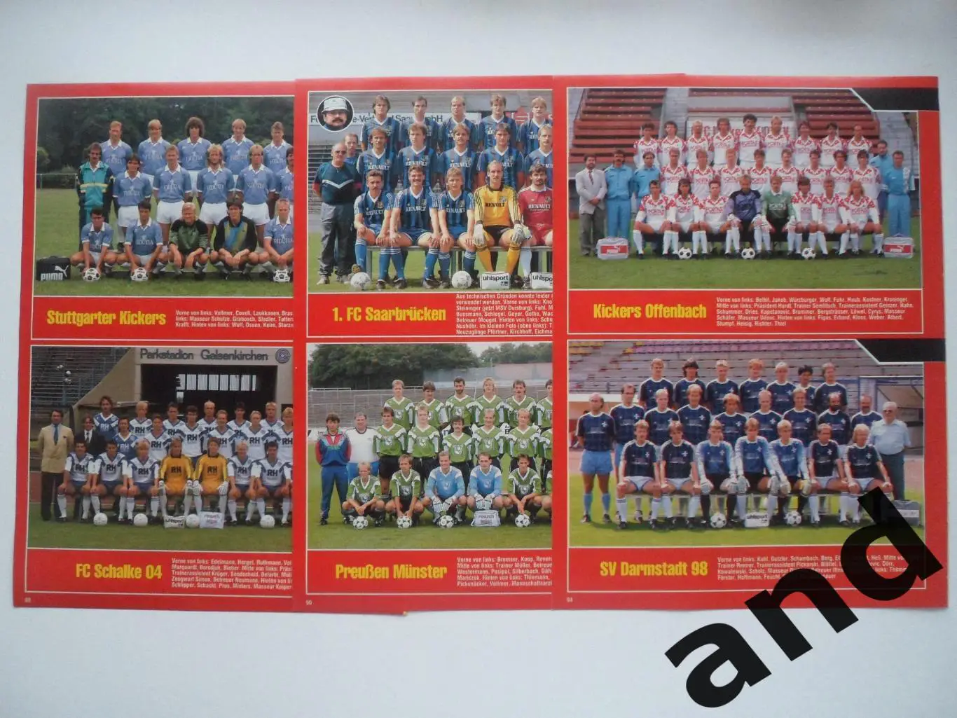 набор 20 фото 2-я бундеслига 1989