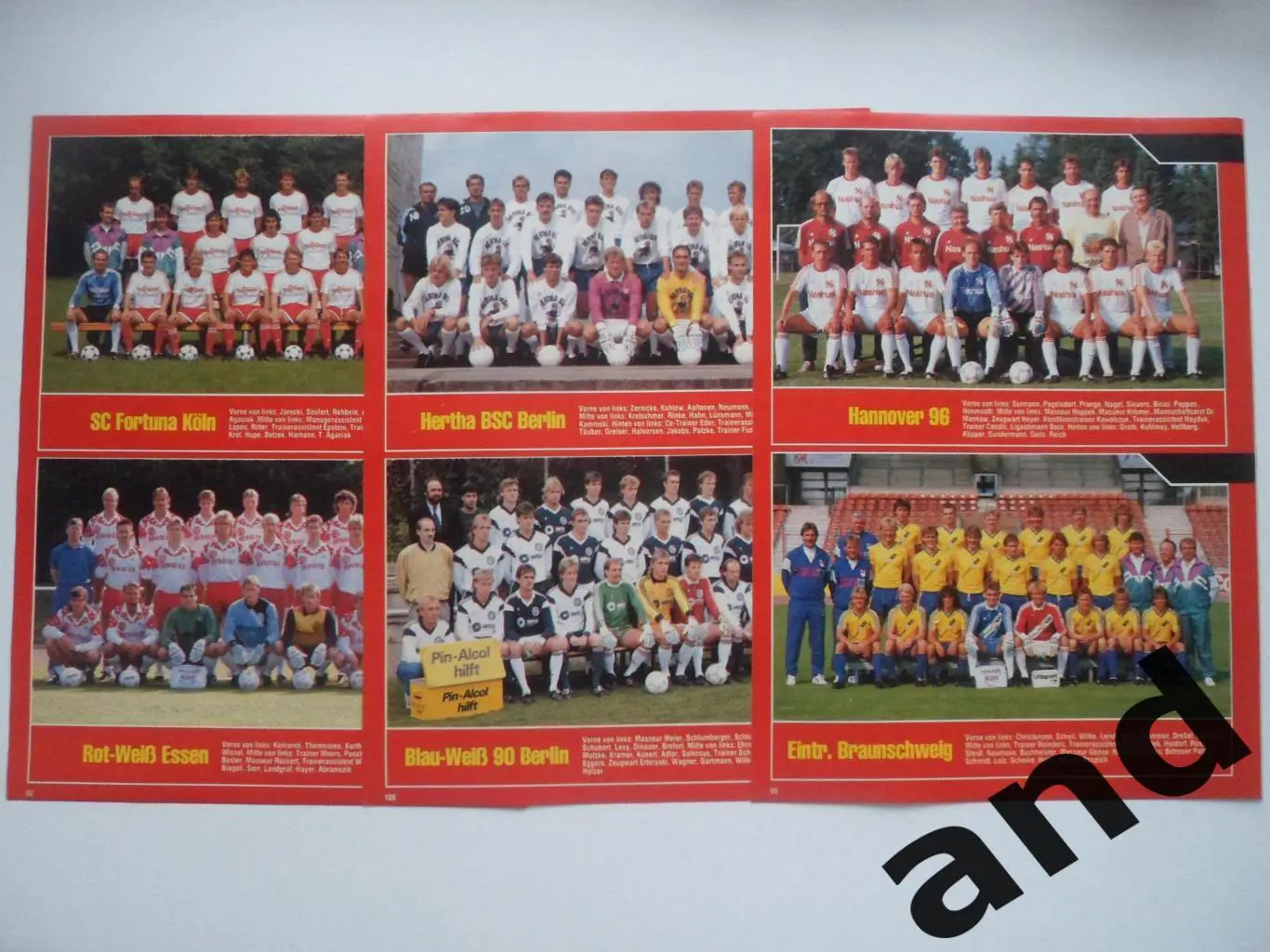 набор 20 фото 2-я бундеслига 1989 1