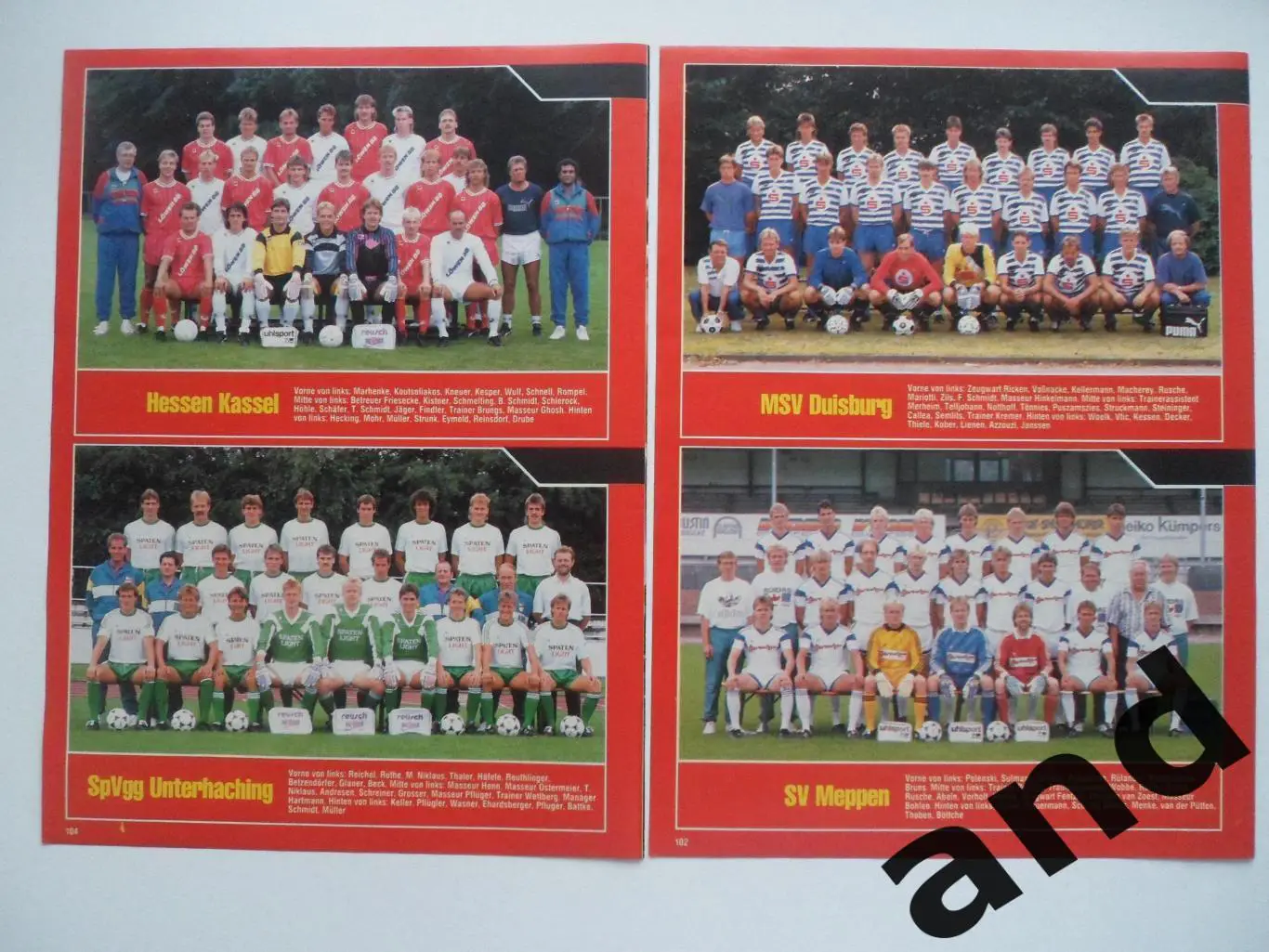 набор 20 фото 2-я бундеслига 1989 2