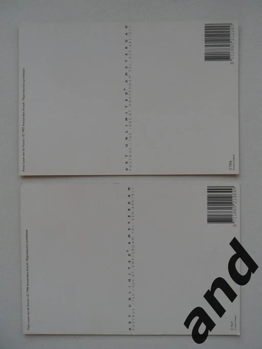 2 открытки (карточки): стадион Аякс 1