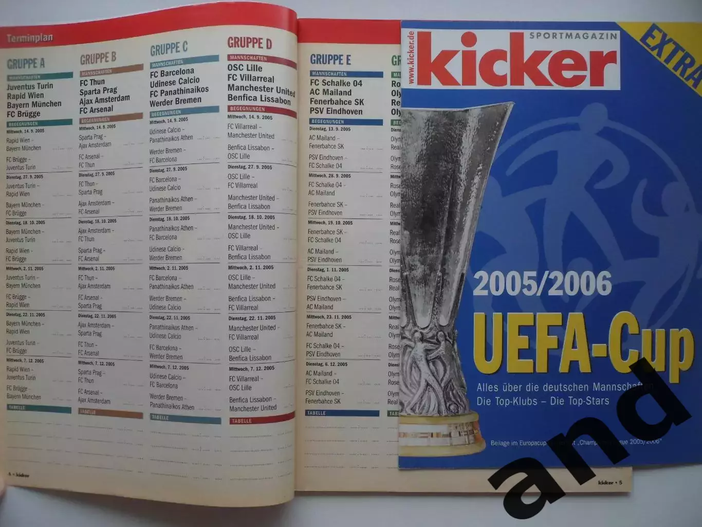 Kicker (спецвыпуск) Лига чемпионов 2005/06 + Кубок УЕФА 2005/06(постеры команд) 1