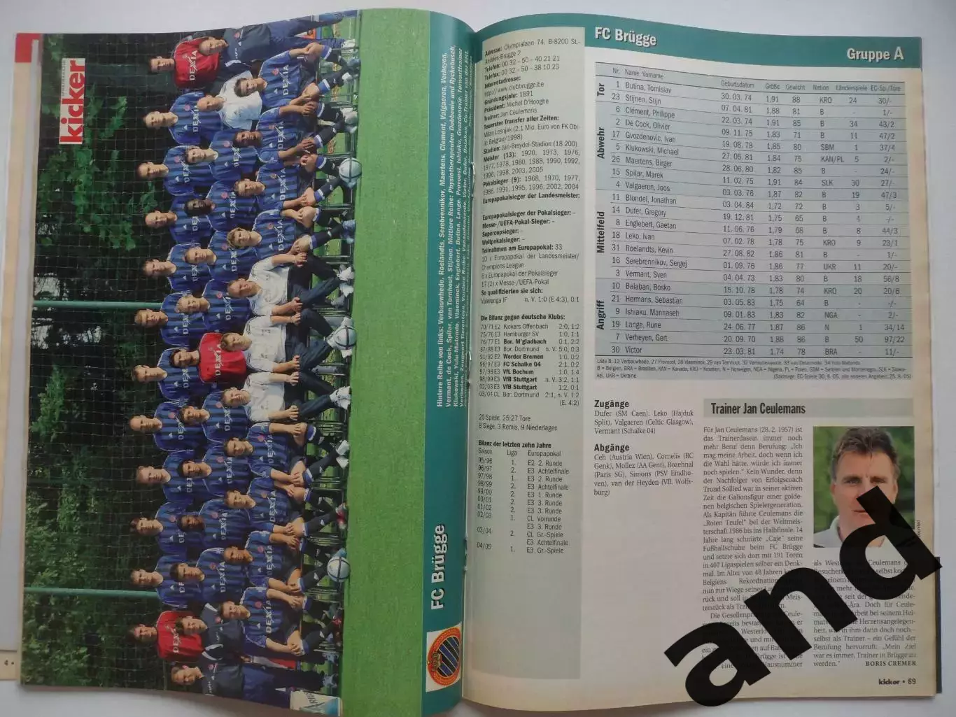 Kicker (спецвыпуск) Лига чемпионов 2005/06 + Кубок УЕФА 2005/06(постеры команд) 2