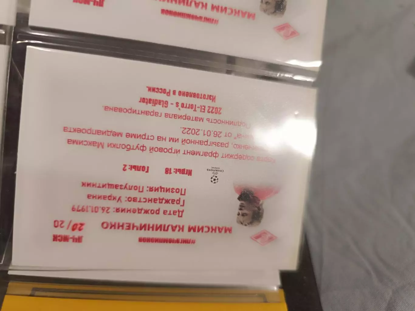 Максим Калиниченко . Спартак Москва с кусками джерси карта вид 2 1