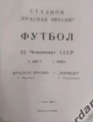 29 красная Пресня Москва торпедо Владимир 1989