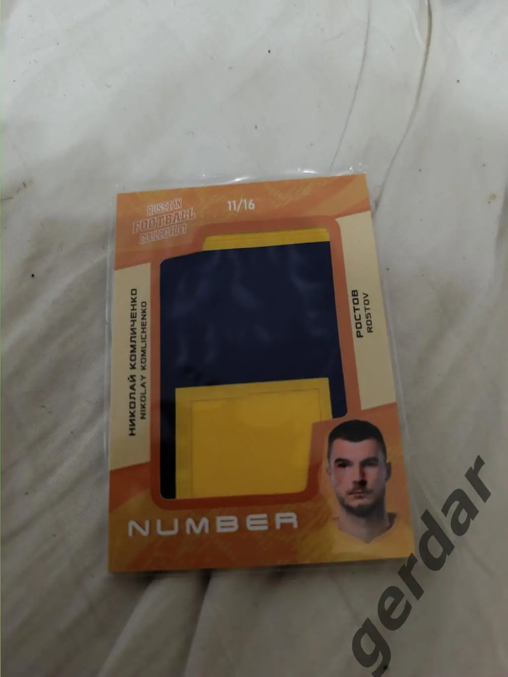 Николай комличенко Ростов. Карта с куском игровой джерси