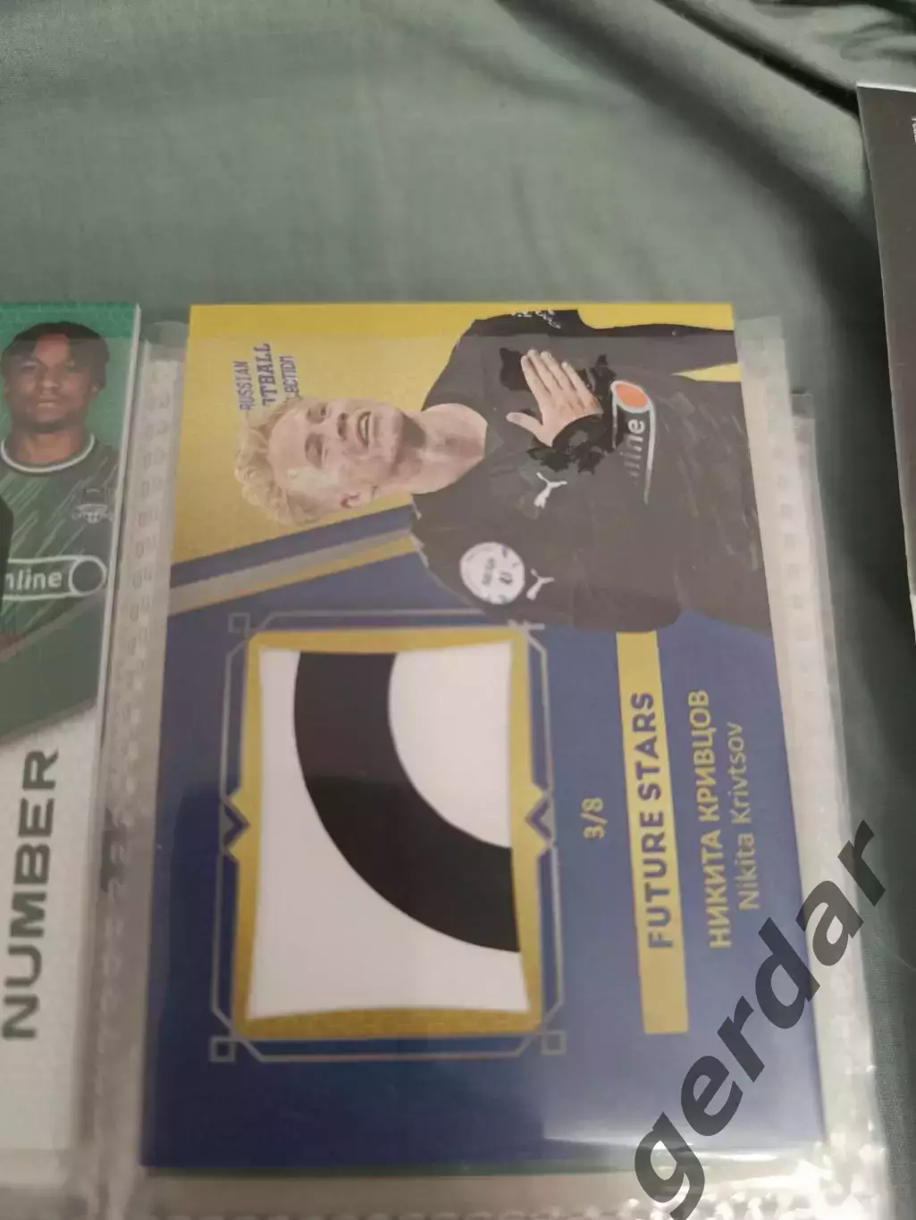 Никита Кривцов Краснодар 3/8 карта с игровой джерси куском